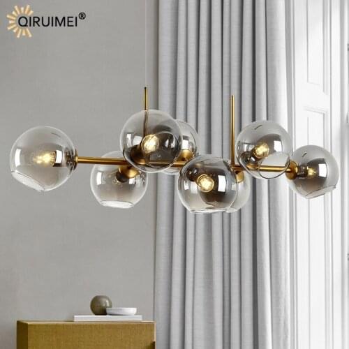 Nordic New Modern LED Chandeliers Lights Lighting Lustre For Living Room Villa Interior Decor Lamps Glass Ball Kitchen Fixtures
