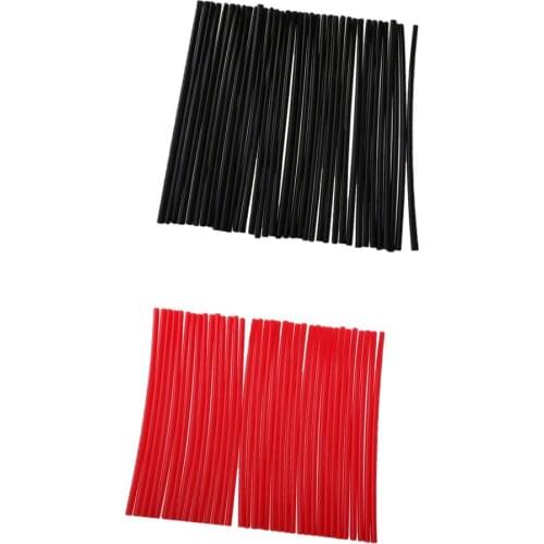 72 Pieces Universal Motocross Wheel Rim Spoke Wraps Skins Cover Red&Black