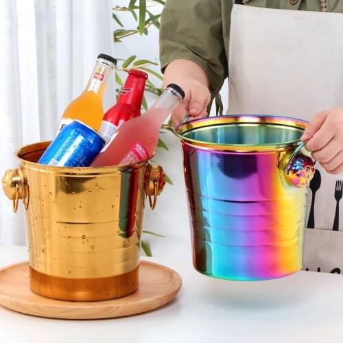 Stainless Steel Ice Bucket Ice Bucket Bar KTV Champagne Bucket Ice Cube Bucket Commercial Beer Champagne Refrigerated Ice Bucket