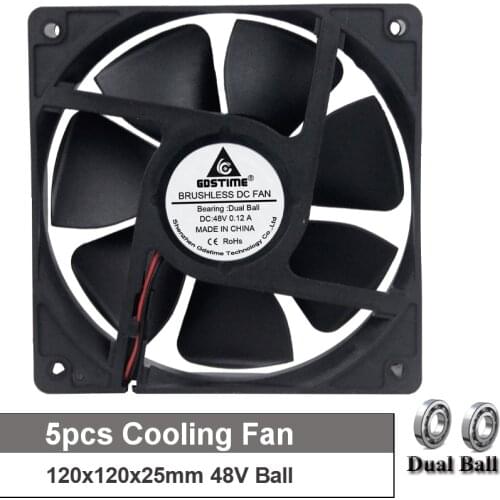 5Pcs Gdstime 12CM 120mmx120mmx25mm 12025 0.1A 48V DC 120mm Cooling Fan
