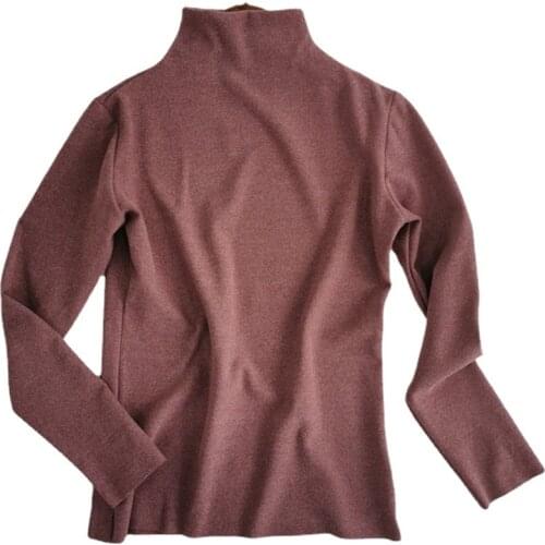 Spring Fall Korean version Clothes Cotton Thin T-Shirt Fashion Solid high Neck Women Tops Long Sleeve Bottoming Shirt Tees