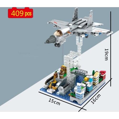 Military Creator Series J-15 carrier fighter Anti-gravity balance frame DIY Model Building Blocks Bricks Toys Gifts