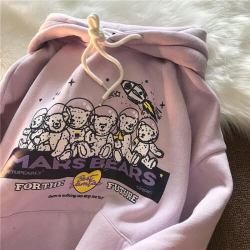 Japan Kawaii Clothes for Teens Bear Graphic Hoodies Women Harajuku Sweatshirt Women Long Sleeve Tops 2021 Autumn New Streetwear