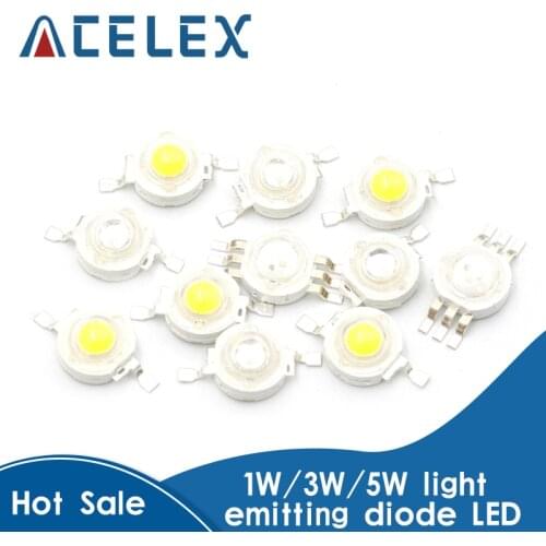 100pcs High power LED chip cree led lamp beads 1W led lamp beads 3W led5W led white red green blue yellow full color lamp beads