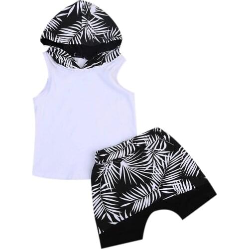 2pcs Toddler Infant Kids Baby Boys Girls Clothes Hoodie T-Shirt Tops Shorts Pants Outfit Sleeveless Clothes 1-6T