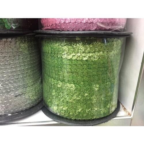 2017 New Design 100 Yards 6mm Glitter Powder Coating Sequins Roll Trim, Sold per Packet of 1 Roll(100 Yards)-Light Green