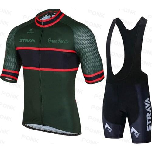 2021 STRAVA Mens Cycling Jersey Set Summer Breathable Anti-UV Shirt Bicycle Clothes MTB Bike Bib Shorts Cycling Sets