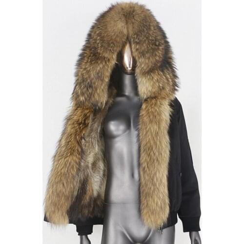 2021 Waterproof Bomber Parka Winter Jacket Women Real Fox Fur Coat Natural Raccoon Fur Outerwear Streetwear Detachable Warm