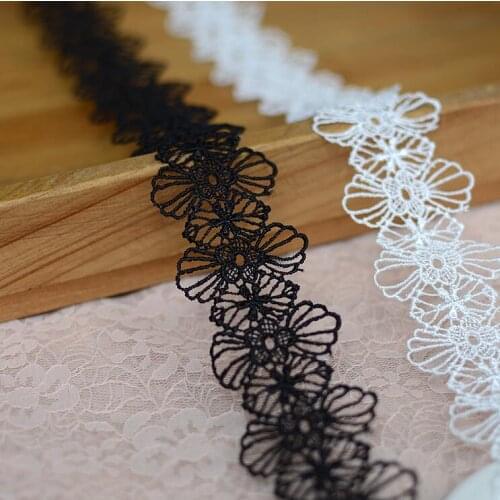 3 Yards Embroidered Black White Flower Lace Trim Applique Headband Craft Sewing Lace Ribbon Sewing DIY Handmade Patchwork 4cm