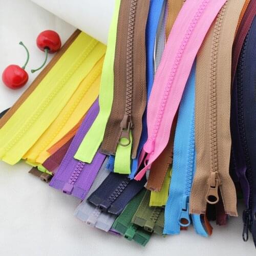5 Pcs 5# resin color 50cm/60cm open tail zippers for sewing Childrens down jacket locks for jackets closure for clothing
