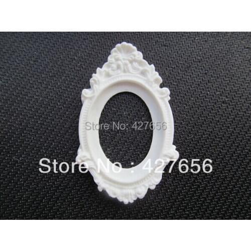 50pcs White Oval Flatback Resin Charm Finding, Base Setting Tray, for 30x40mm Cabochon/Picture/Cameo,DIY Accessry