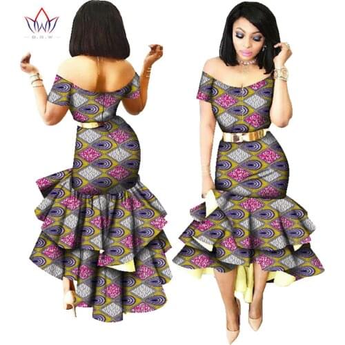 African Outfits For Women Bazin Riche African Style Cotton Party Dress Dashiki Sexy African Fashion Plus Size Clothing WY2205