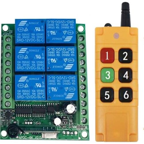 2000m DC12V 6CH Wireless rf Remote Control Switch Relay Output Radio receiver & 315/433 MHz Remote controller garage door opener