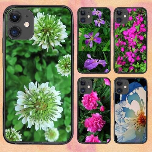 Flower Real Phone Case For iphone 12 11 6 Mini Pro XS Max X XR 7 8 Plus Soft TPU Cover 12Pro 11Pro 12Mini