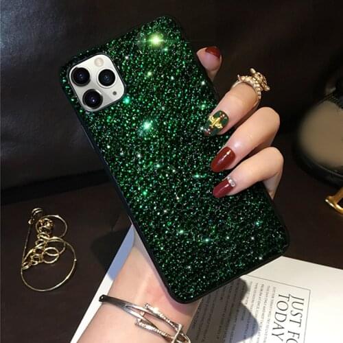 Midnight Green Diamond Luxury Rhinestone Case For iPhone 7 8 Plus X XS XR 11 12 Pro Max SE 2020 Cover Bling Glitter Woman Case