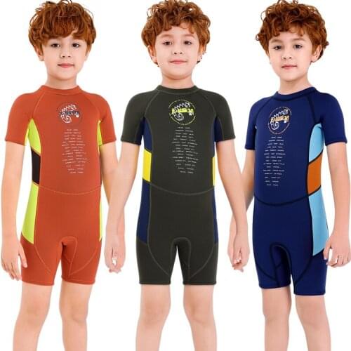 2.5mm Children Neoprene Wetsuit Swimsuit For Boys Letters Surf Scuba Diving Suit Kids Wet Suit