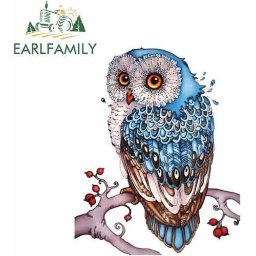 EARLFAMILY 13cm x 10.4cm for Blue Owl Cartoon Funny Car Stickers Bumper RV VAN Fine Decal JDM Vinyl Car Accessories Cartoon