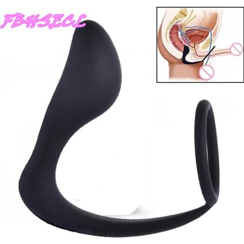 FBHSECL Men Butt Anal Plug Prostate Massager Delay Ejaculation Sex Toys For Men Gays Silicone Single Double Cock Ring