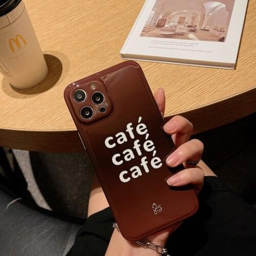 Coffee Latte Glossy Phone Cases for iPhone 12 Pro Max 11 Pro X XS Max XR 7 8 Plus 12 mini SE 2020 Soft IMD Shell Cover
