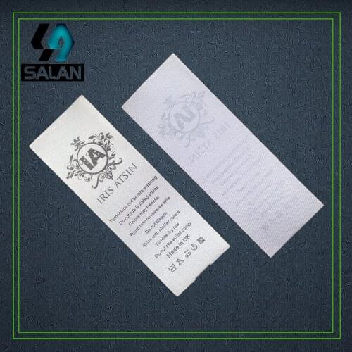 Customized satin care tags for garment custom clothing printed silk material wash label sewing tags