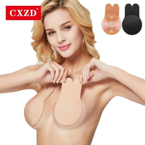 CXZD Strapless Adhesive Bra Self Adhesive Nipple Breast Pasties Cover Reusable Silicone Invisible Lingerie Pad Enhancers Push Up