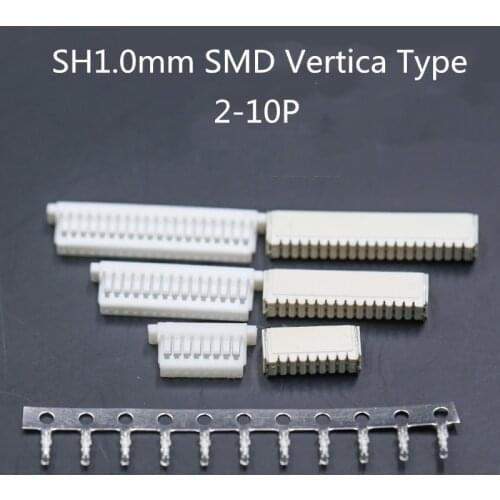 10 sets JST SH1.0 Connector 1.0mm Pitch SMT Vertical Socket+Housing+Terminals 2P 3P 4P 5P 6P 7P 8P 9P 10P
