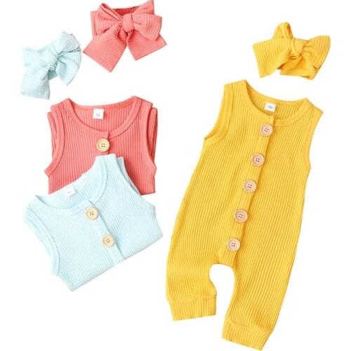 Summer Newborn Infant Baby Boys Girls Rompers Jumpsuits Playsuits Onepiece Cotton Linen Muslin Sleeveless Toddler Baby Clothing3