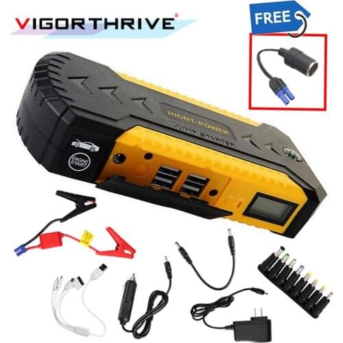 Multi-function 12V Car Jump starter 2018 Newest Emergency Power Supply Hot sell 4 USB For petrol cellphone Battery Charger