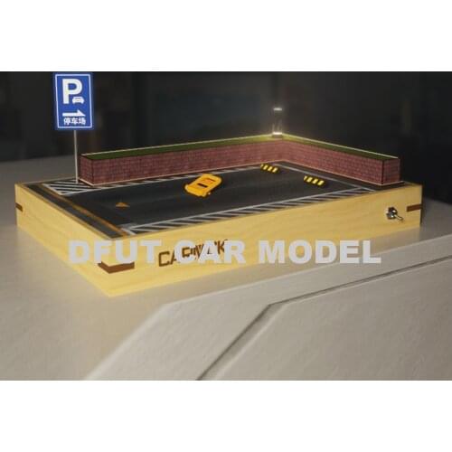 1 18 car model wooden base car model display scene simulation parking garage with lighted parking lot collection ornaments