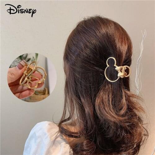 Disney Mickey Fashion Metal Hair Clip Cartoon Golden Color Barrette for Women Girls Sweet Hairpins Barrettes Hair Accessories