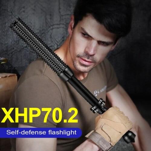 Powerful XHP70.2 LED Flashlight Torch Tactical Telescopic Self Defense Zoomable Flash Light 18650 USB Rechargeable Portable Lamp