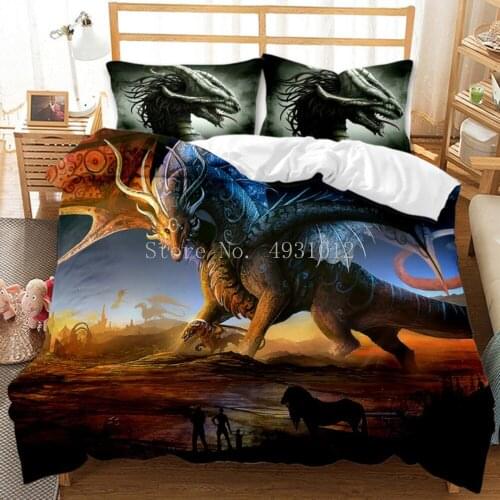 Cartoon Dinosaur Comforter Bedding Set Kids Boys Cute Modern Design Home Textile King Queen Twin Size Bed Linen Duvet Cover Set
