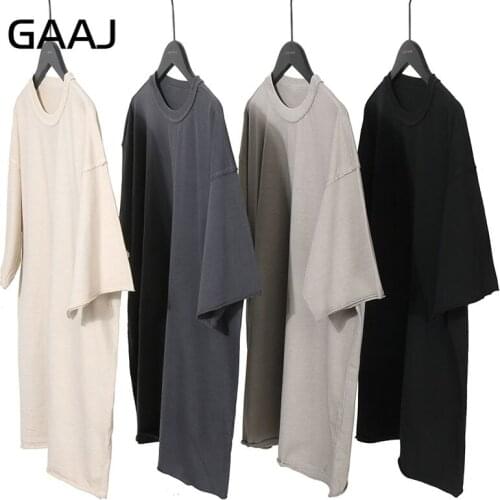 GAAJ Reversible Clothing 100% Cotton 190g Dropped Shoulder Men T Shirt Casual Funny T-Shirts Crewneck Vinta Tshirt Man V7793