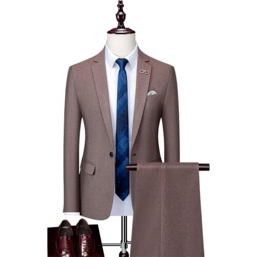 Mens Suits 2021 Costum Solid Formal Work Business Tuxedo male 2 Piece Casual Terno wedding Party Terno suit slim fit Asian Size