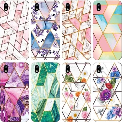 Soft Phone Case For ZTE Blade A5 2019 Funda Glossy Colorful Flower Silicone Phone Back Cover Geometric Marble Shell