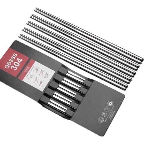 5 Pairs Reusable Chopsticks Set Metal Stainless Steel Chopsticks Kitchen Utensils Non-slip Stainless Steel Chopsticks Set