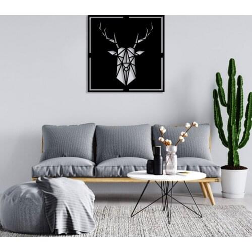 Geometric Piece Deer Head Wall Room Home Accessory Wooden Table 50x50cm