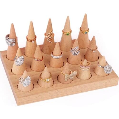 Natural Wood Finger Ring Stand Jewelry Display Holder Showcase Bracelets Display High Quality and Brand New
