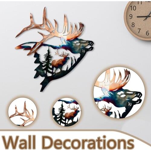 Nordic Minimalist Metal Hollow Deer Head Ornaments Modern Home Wall Hanging Decoration Elk Background Decor Crafts Gifts