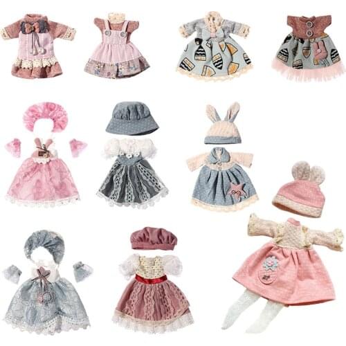 For 16cm/31cm Bjd Doll Clothes Doll Dress Hat Suit Toys Lace Skirt Handmade Princess Dress Up Outfit Accessories Fashion Kid Toy