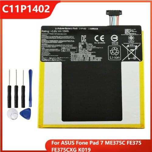Original Phone Battery C11P1402 For ASUS Fone Pad 7 ME375C FE375 FE375CXG K019 Replacement Rechargable Batteries 3910mAh