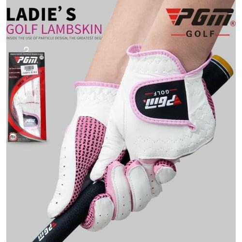 PGM 1 Pair Golf Gloves Women Sheepskin Outdoor Sports Gloves Left Hand and Right Hand Leather Gloves Non-slip Breathable Mittens