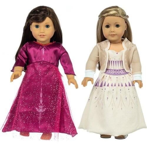 2021 New Pattern Princess Anna Dress Fit 18Inch American 43cm Baby Doll Clothes Accessories,Girls Toys,Generation