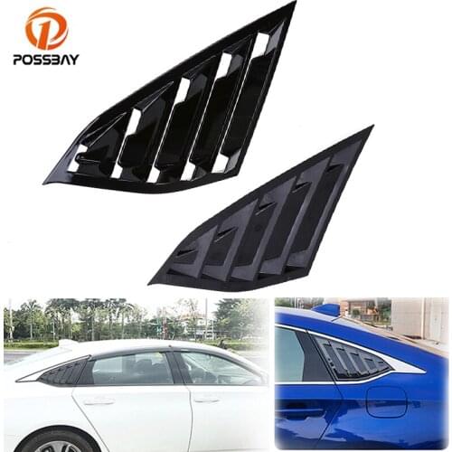 POSSBAY Car Sticker Coche Window Decor Panel Quarter Side Window Louvers Scoop Cover Vent for Honda Accord Sedan 2018-Present