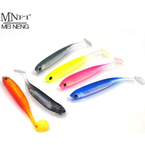MNFT 24Pcs 6 Colour T Tail Rainbow Fish Lure 70mm/2.1g Soft Swimbaits 3D Eyes Silicone Fishing Lures
