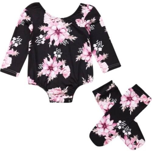 Pudcoco 0-18M 2PCS Newborn Baby Girl Flower Romper Jumpsuit+Leg Warmers Outfits Clothes Set Baby Girls Clothes For Newborn