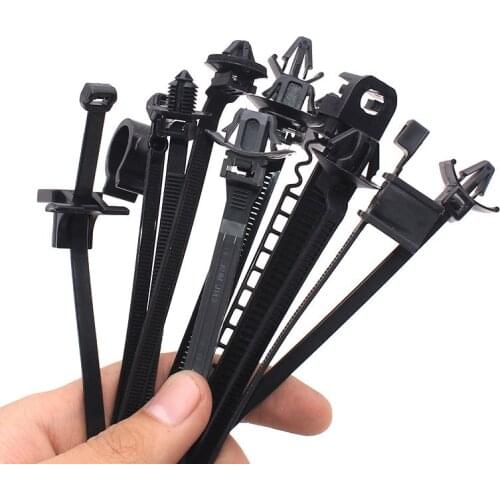 15cm 16cm Mountable Self Locking Nylon Cable Zip Ties Loop Wrap Bundle Ties Approved Black and White Clip Clamp Car Push Wire