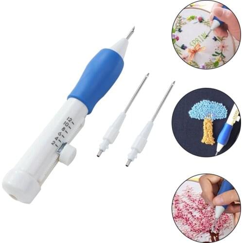 1PCS Embroidery Pen and 4pcs Needles Set Magic Embroidery Pen Embroidery Needle Weaving Tool Fancy Hand Embroidery tools