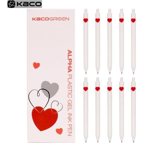 Kaco LOVE Gel Pen Sign Pen 0.5mm Pen Black Ink Ballpoint White Pen Core Durable Signing Pen ABS Plastic Smooth Ink Stationery