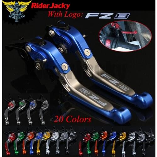RiderJacky LOGO "FZ8" Motorcycle CNC Brake Clutch Levers For Yamaha FZ8 2011-2015 2012 2013 2014 Adjustable Extendable Foldable